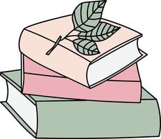 Stack of Books with Leaf vector