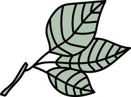Leafy Branch with Bold Outlines vector