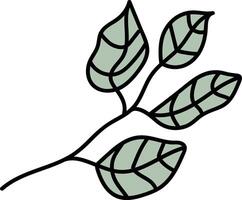 Leafy Branch with Bold Lines vector