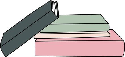 Stack of Books with Open Cover vector