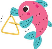 Playful Fish with Triangle Instrument vector