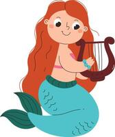 Mermaid Playing Harp vector