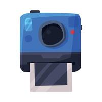 Retro Camera Printing Image, Summer Vacation Object, Traveling and Tourism Illustration on White Background vector