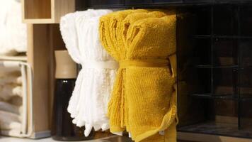 Organizing kitchen towels in a tidy storage space video