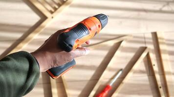 Crafting project in wood with power tools at home workshop video