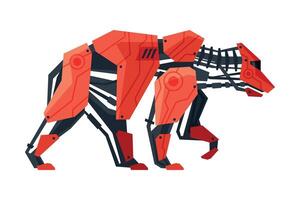 Bear Wild Animal Robot, Mechanical Intelligence Robotic Animal Illustration on White Background vector