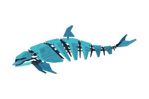 Dolphin Sea Creature Robot, Artificial Intelligence Robotic Animal Illustration on White Background vector