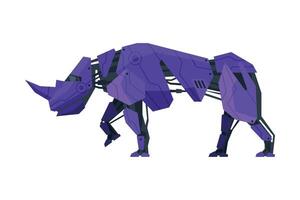 Rhinoceros Wild Animal Robot, Artificial Intelligence Robotic Animal Illustration on White Background vector