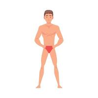 Half-Undressed Man Standing with Hands on Hips and Making Roentgen Illustration vector