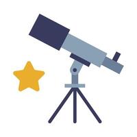 Telescope, Discovery and Explore Galaxy and Space Optical Device, Education and Astronomy Science Equipment Flat Style Illustration vector