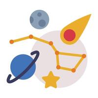 Astronomy Lesson Symbols, Education, Schooling and Learning Elements, Back to School Concept Flat Style Illustration vector