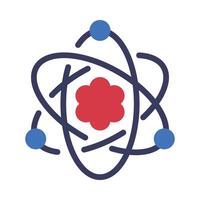 Atom, Electrons Rotating in Orbits around Atomic Nucleus, Science, Education, Scientific Research Symbol Flat Style Illustration vector