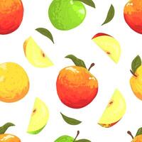 Fresh Apples Seamless Pattern, Freshly Harvested Fruits Endless Repeating Print for Fabric, Wrapping Paper, Background Illustration vector