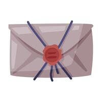 Old Envelope with Wax Seal, Happy Halloween Object Cartoon Style Illustration on White Background vector