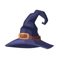Black Witch Hat, Witchcraft Attribute, Happy Halloween Object Cartoon Style Illustration on White Background vector
