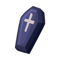 Black Coffin With Cross, Happy Halloween Object Cartoon Style Illustration on White Background vector