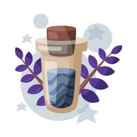 Potion Bottle, Glass Flask with Liquid, Happy Halloween Object Cartoon Style Illustration on White Background vector