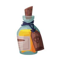 Potion Bottle, Glass Flask with Liquid, Witchcraft Attribute, Happy Halloween Object Cartoon Style Illustration vector