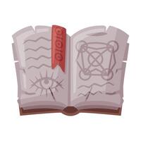Opened Magic Book, Witchcraft Attribute, Happy Halloween Object Cartoon Style Illustration on White Background vector