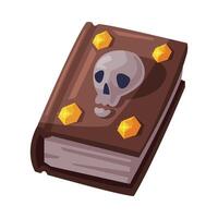Witch Spell Book with Skull Bone, Witchcraft Attribute, Happy Halloween Object Cartoon Style Illustration on White Background vector