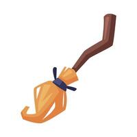 Magic Witch Broom, Witchcraft Attribute, Happy Halloween Object Cartoon Style Illustration on White Background vector