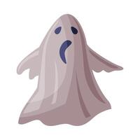 Scary Ghost, Happy Halloween Object Cartoon Style Illustration on White Background vector