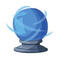 Blue Fortune Telling Magic Crystal Ball, Witchcraft Attribute, Happy Halloween Object Cartoon Style Illustration on White Background vector