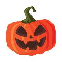 Halloween Scary Pumpkin with Smiling Face, Happy Halloween Object Cartoon Style Illustration on White Background vector