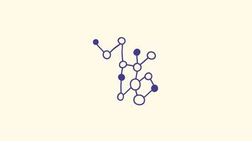 Hand-drawn pencil sketch animation of molecules, seamless loop with alpha channel transparency, sticker-style science design for school video