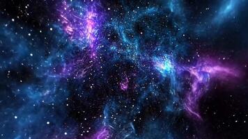 Exploring the beauty of a cosmic nebula in a colorful space environment. Loop animation video