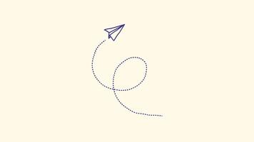 Hand-drawn pencil sketch animation of a paper airplane flying, seamless loop with alpha channel transparency, school-style sticker design video