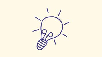 Hand-drawn pencil sketch animation of a light bulb icon, seamless loop with alpha channel transparency, sticker-style design. video