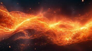 Stunning cosmic display of swirling orange and red energy in the vastness of space. Loop animation video