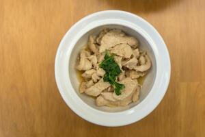 Stir fried chicken with garlic photo