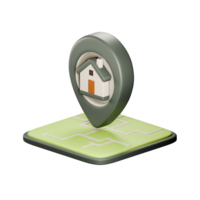 3D House Location. House point icon. GPS pointer. 3D render Location icon. png