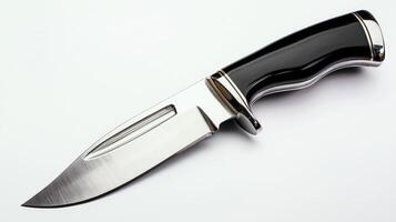 A knife with a black handle and a silver blade photo