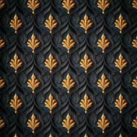 Golden leaf pattern on black background photo