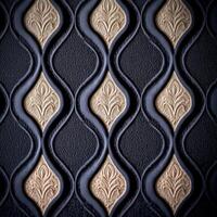 A black leather background with gold and black designs photo