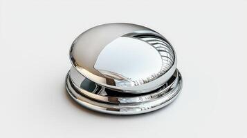 A silver object with a white background photo