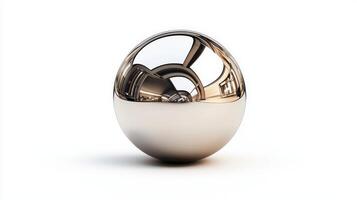 A shiny silver ball sitting on a white surface photo