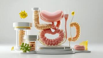 A model of a human body with various organs photo