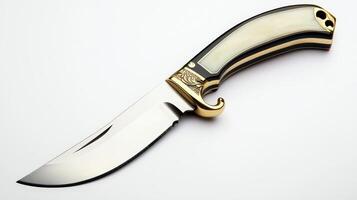 A knife with a gold handle and black handle photo