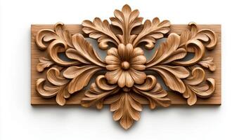 Carved wood panel with floral design photo