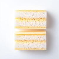 Two soap bars with yellow and white bubbles photo