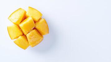 Sliced mango on white background photo
