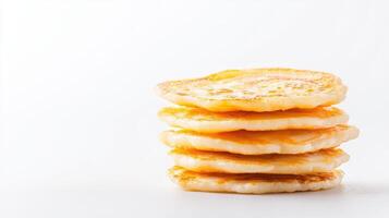 A stack of pancakes on a white background photo