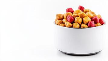 A white container filled with nuts and strawberries photo