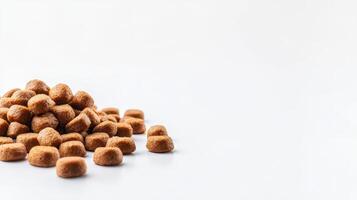 A pile of dog food on a white background photo