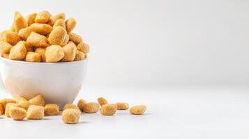 A white cup filled with fried food photo