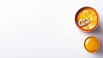 A can of orange soda with a can opener on top photo